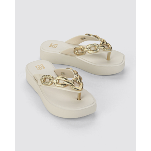 Tamanco Plataforma Off White Chain Zaxy feminino