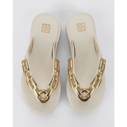 Tamanco Plataforma Off White Chain Zaxy feminino