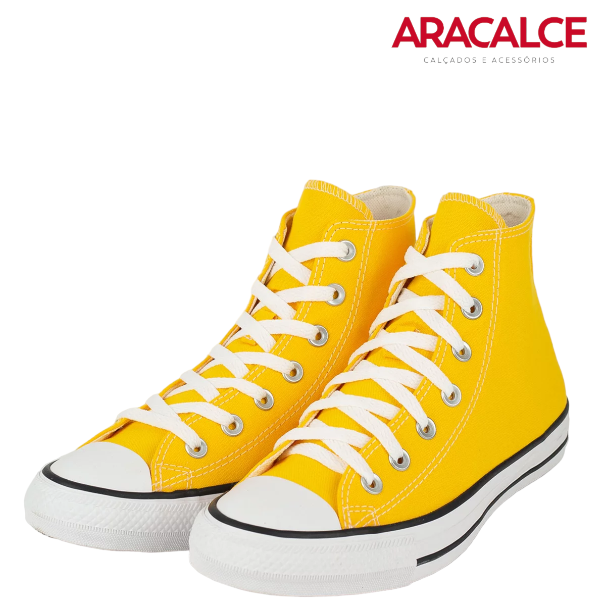 All star amarelo de best sale cano alto